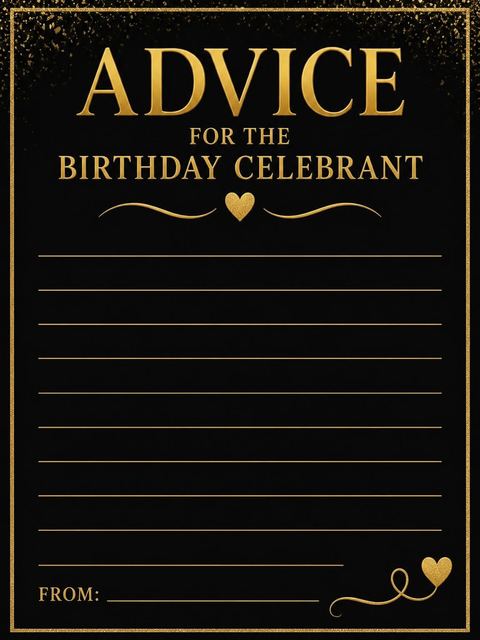 Advice card in the Gold Foil Black 30th Birthday design