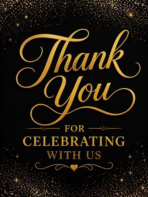 Thank-you flat in the Gold Foil Black 30th Birthday design