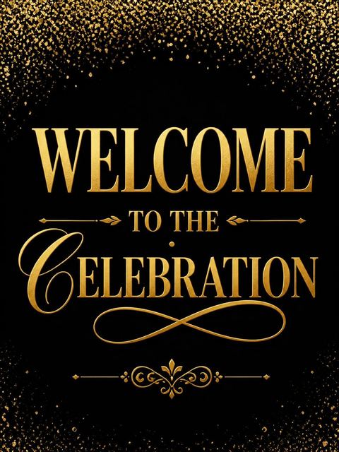 Welcome sign in the Gold Foil Black 30th Birthday design