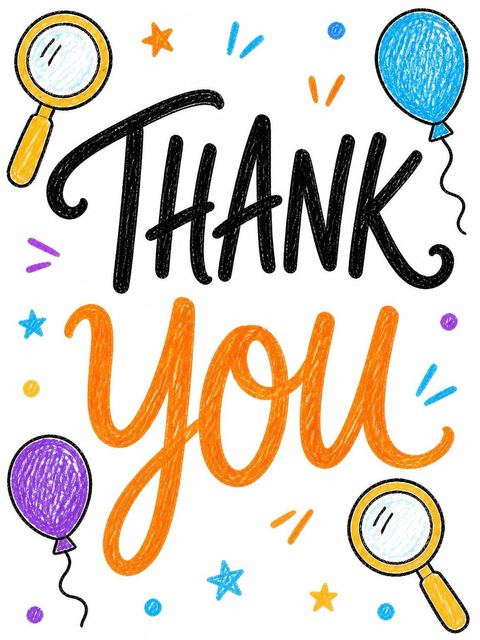 Thank-you flat in the Crayon Doodle Motif 3rd Birthday Invitation design