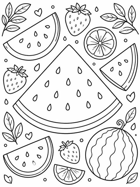 Coloring sheet in the Watercolor Watermelon 1st Birthday Invitation design