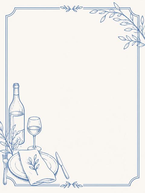 Place card in the Blue Line Art Bistro Birthday Dinner design