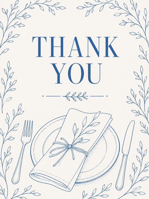 Thank-you flat in the Blue Line Art Bistro Birthday Dinner design