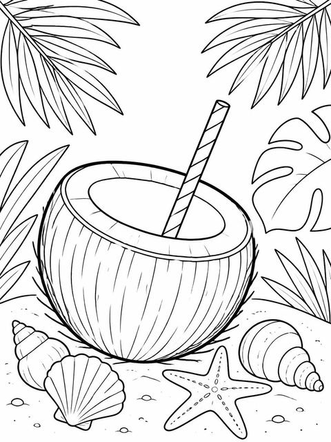 Coloring sheet in the Peach and Sage Watercolor Beach Party design