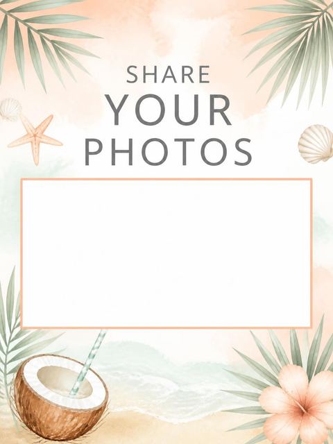Hashtag card in the Peach and Sage Watercolor Beach Party design