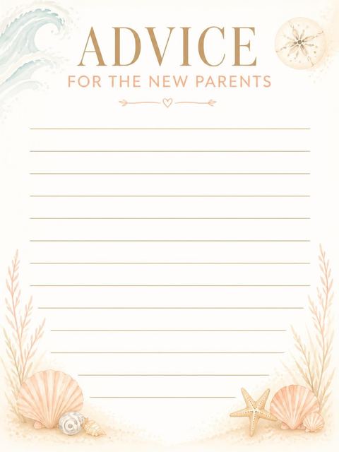 Advice card in the Watercolor Pelican Coastal Baby Shower design