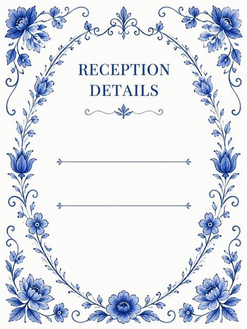 Reception details in the Delft Blue Porcelain Bridal Shower design