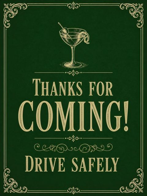 Goodbye card in the Forest Green Martini 60th Birthday design