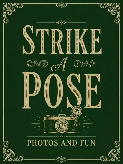 Photo-booth sign in the Forest Green Martini 60th Birthday design