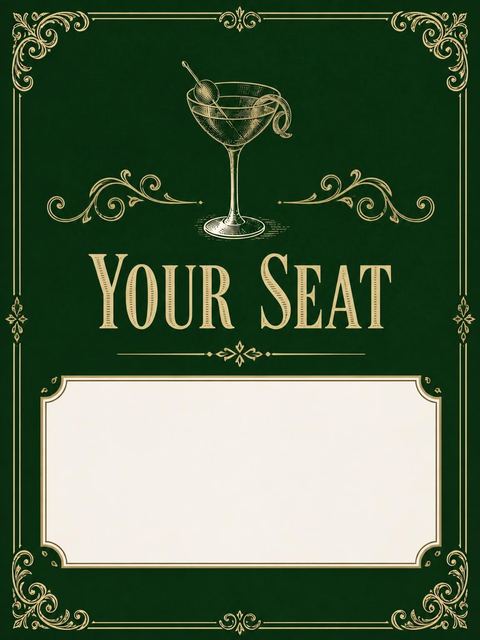 Place card in the Forest Green Martini 60th Birthday design