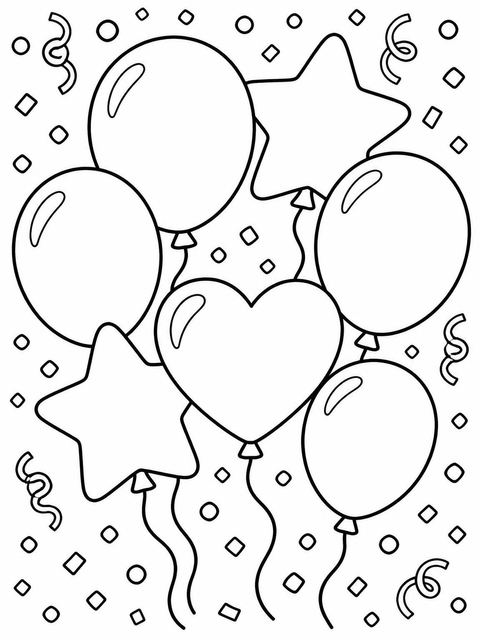 Coloring sheet in the Minimalist Black and White 9th Birthday design