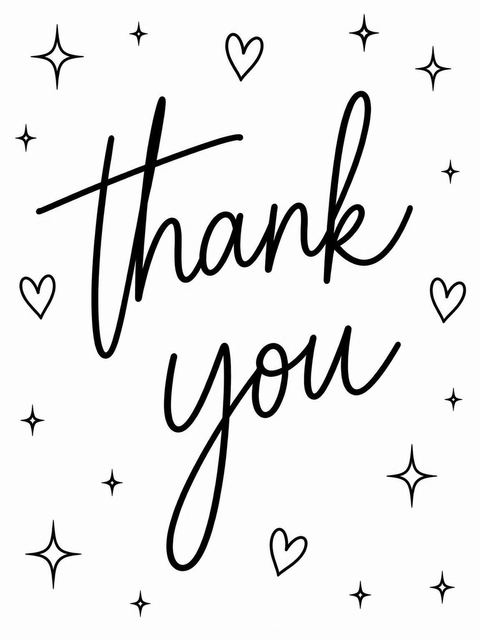 Thank-you flat in the Minimalist Black and White 9th Birthday design