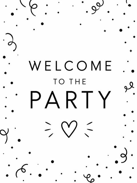 Welcome sign in the Minimalist Black and White 9th Birthday design