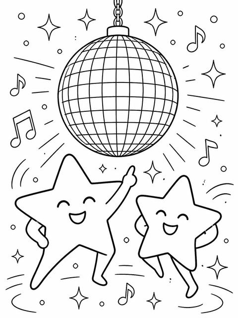 Coloring sheet in the Gold Disco Ball 5th Birthday design