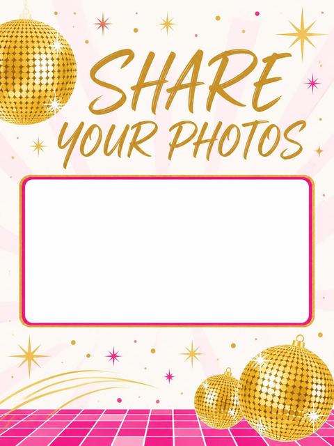 Hashtag card in the Gold Disco Ball 5th Birthday design