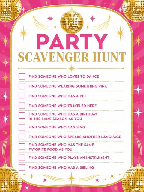 Scavenger hunt in the Gold Disco Ball 5th Birthday design