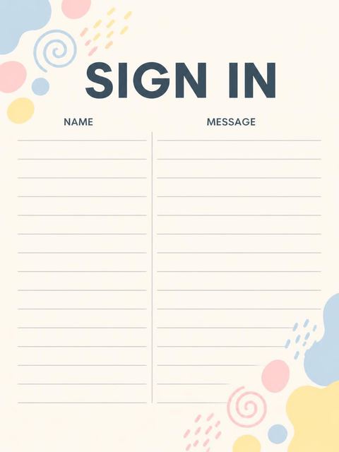 Guest sign-in sheet in the Pastel Abstract Shape 50th Birthday Invitation design