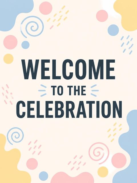 Welcome sign in the Pastel Abstract Shape 50th Birthday Invitation design
