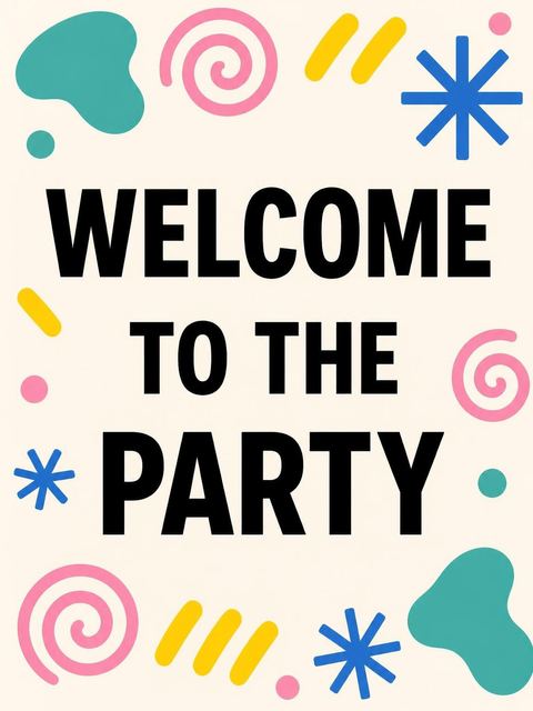 Welcome sign in the Abstract Geometric Bright Birthday Invitation design