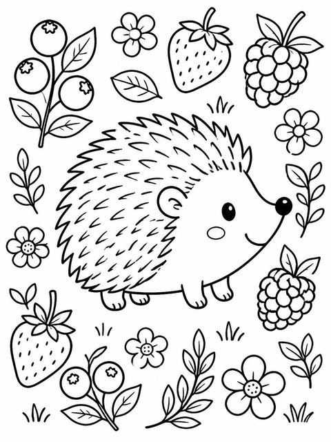 Coloring sheet in the Crayon Hedgehog Berry 4th Birthday design