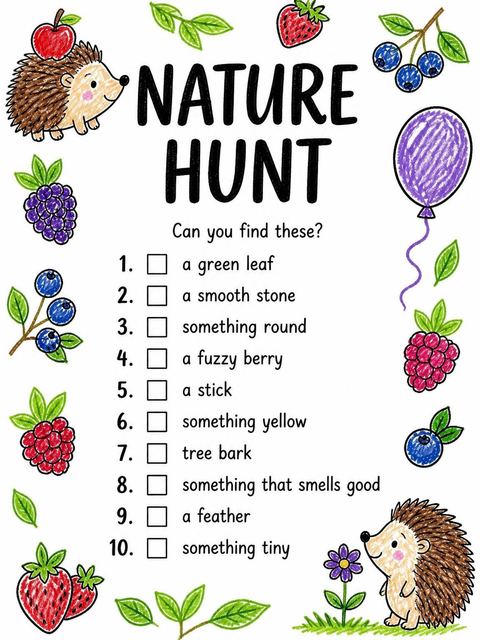 Scavenger hunt in the Crayon Hedgehog Berry 4th Birthday design