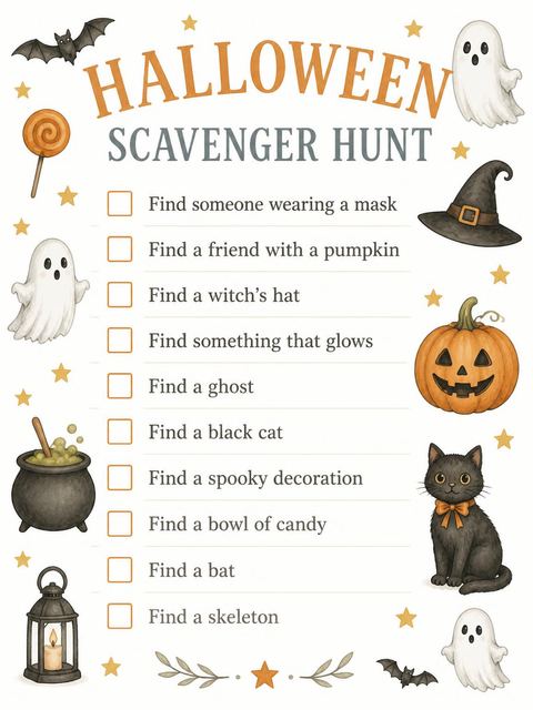 Scavenger hunt in the Little Monsters Halloween 5th Birthday Party design