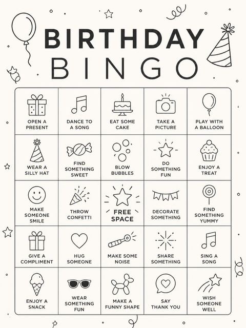 Bingo grid in the Cream Black Minimalist 7th Birthday Invitation design