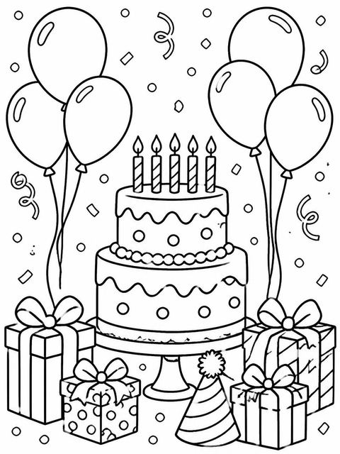 Coloring sheet in the Cream Black Minimalist 7th Birthday Invitation design