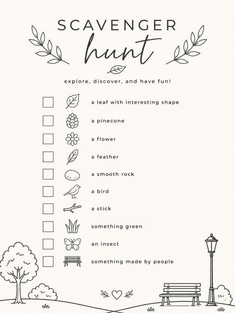 Scavenger hunt in the Cream Black Minimalist 7th Birthday Invitation design