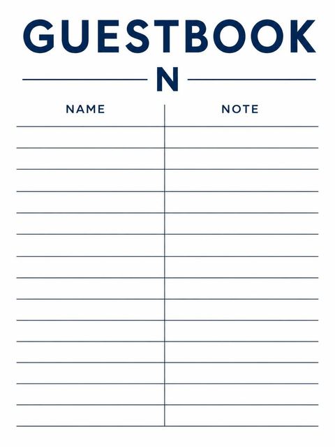 Guest sign-in sheet in the Navy Minimalist Monogram 40th Birthday Invitation design