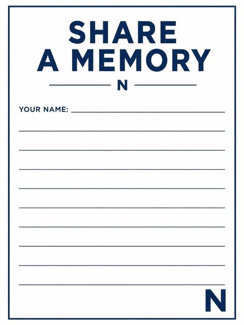 Memory card in the Navy Minimalist Monogram 40th Birthday Invitation design