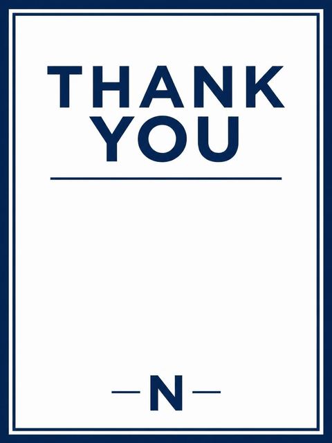 Thank-you flat in the Navy Minimalist Monogram 40th Birthday Invitation design