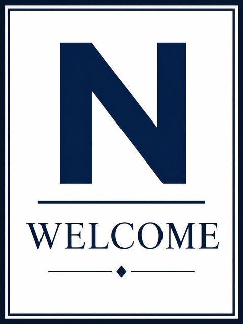 Welcome sign in the Navy Minimalist Monogram 40th Birthday Invitation design