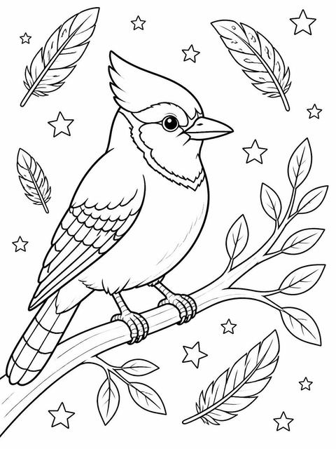 Coloring sheet in the Watercolor Blue Jay 2nd Birthday design