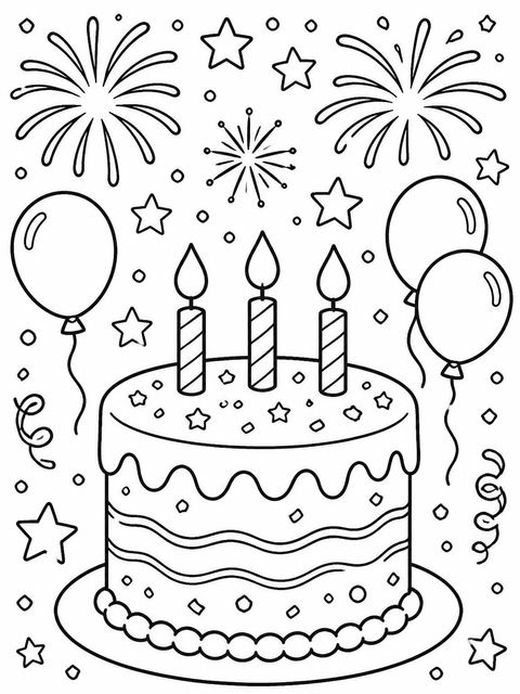Coloring sheet in the Crayon Fireworks Balloon 4th Birthday Invitation design