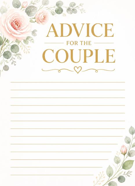Advice card in the Blush Rose Eucalyptus Wedding Invitation design