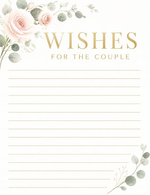 Wishes page in the Blush Rose Eucalyptus Wedding Invitation design