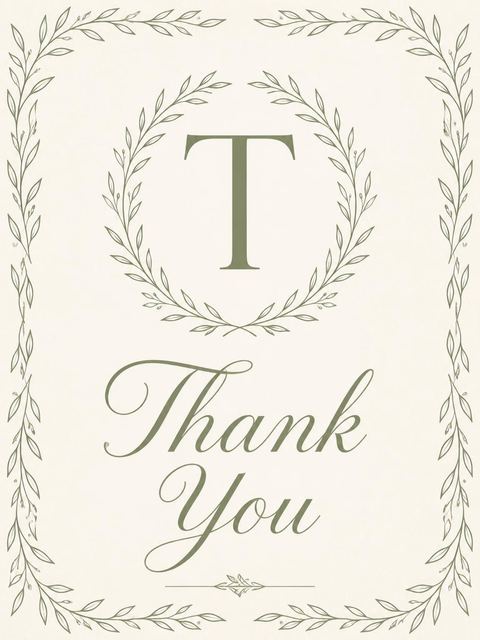 Thank-you flat in the Sage Olive Branch 90th Birthday design
