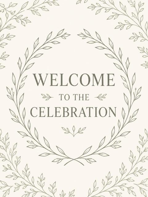 Welcome sign in the Sage Olive Branch 90th Birthday design