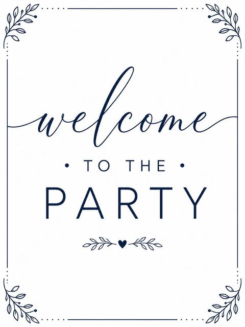 Welcome sign in the Navy Script Minimalist Sweet Sixteen design