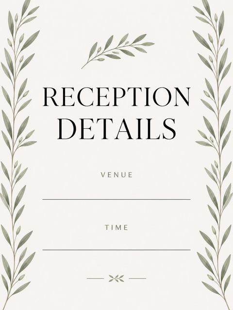 Reception details in the Serene Olive Branch Bridal Shower design