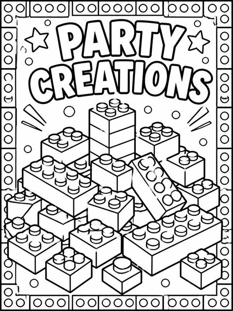 Coloring sheet in the Primary Color Building Block 6th Birthday design