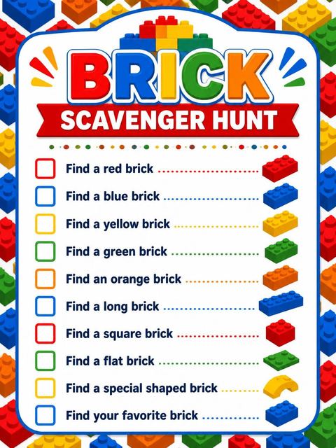 Scavenger hunt in the Primary Color Building Block 6th Birthday design