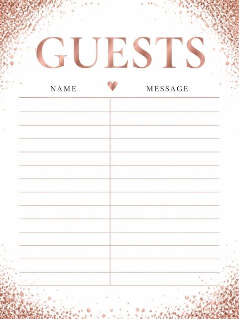 Guest sign-in sheet in the Rose Gold Metallic 18th Birthday design