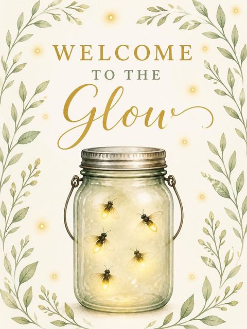 Welcome sign in the Gold Sage Firefly Mason Jar 5th Birthday design