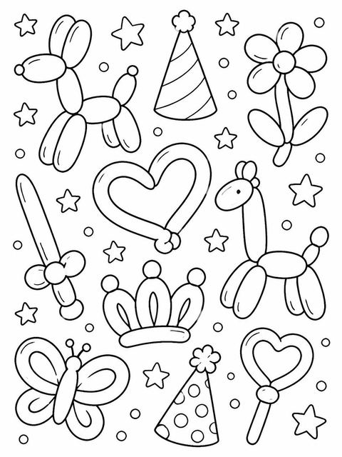 Coloring sheet in the Pink and Blue Balloon 2nd Birthday design