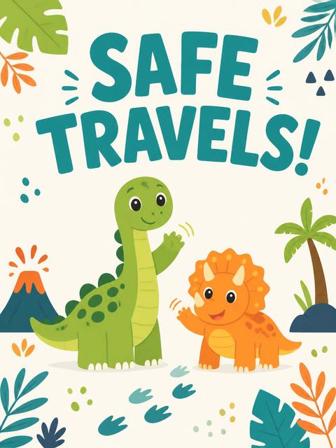 Goodbye card in the Roaring Dino Jungle 6th Birthday design