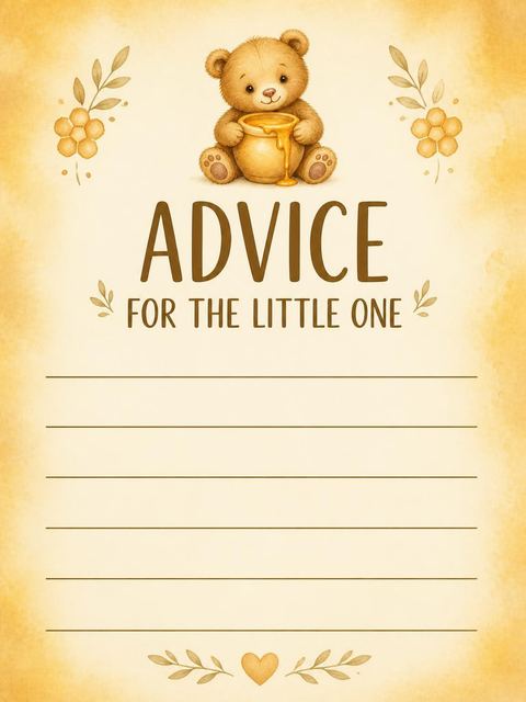 Advice card in the Vintage Honey Bear First Birthday design