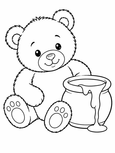 Coloring sheet in the Vintage Honey Bear First Birthday design