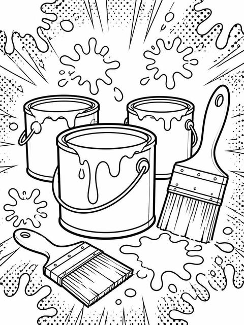 Coloring sheet in the Comic Book Paint Splatter 1st Birthday design